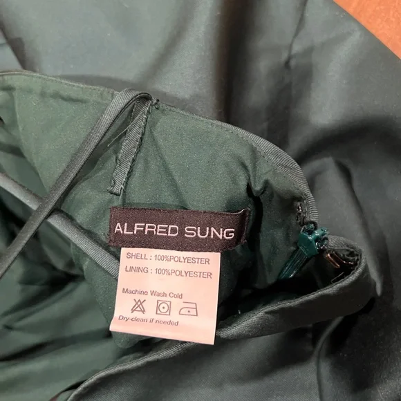 Alfred Sung Prom Formal Dress Criss Cross Back Strap Hunter Green size 8 10 EUC - Picture 5 of 7